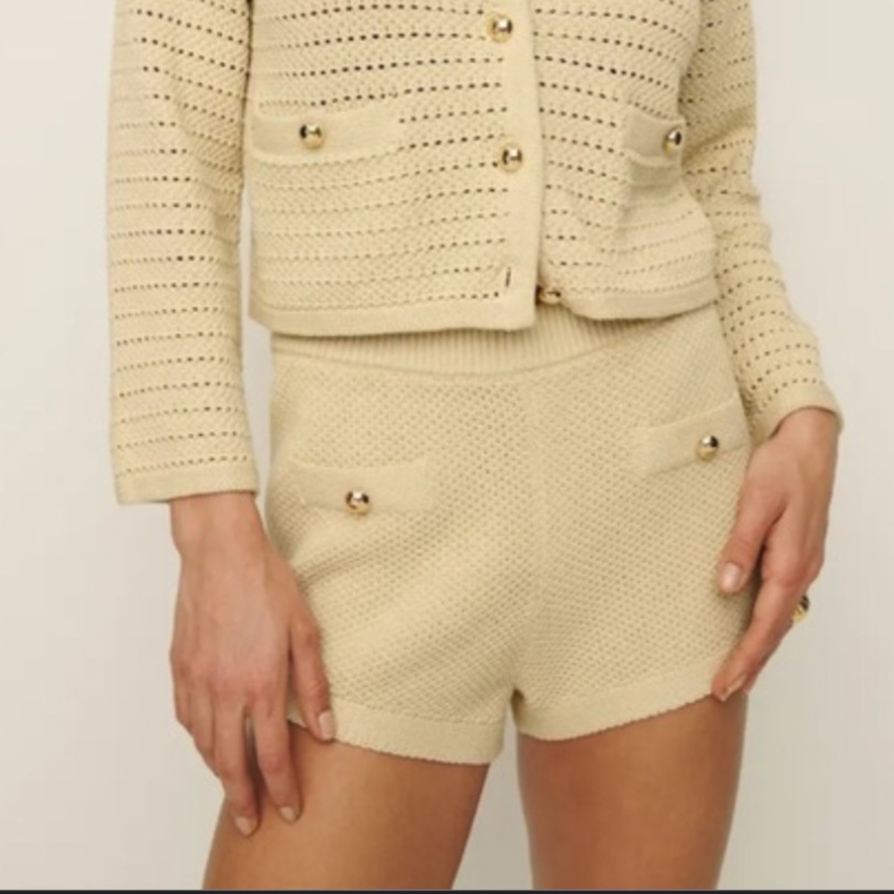 Reformation Cream Knit Shorts